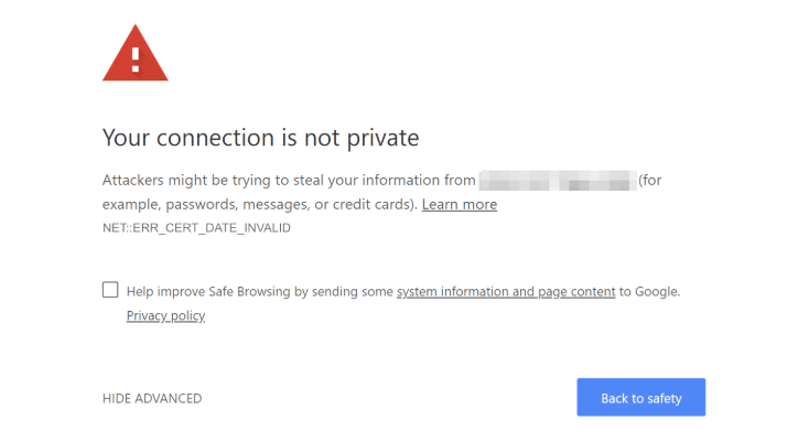 پیغام عدم استفاده سایت از SSL