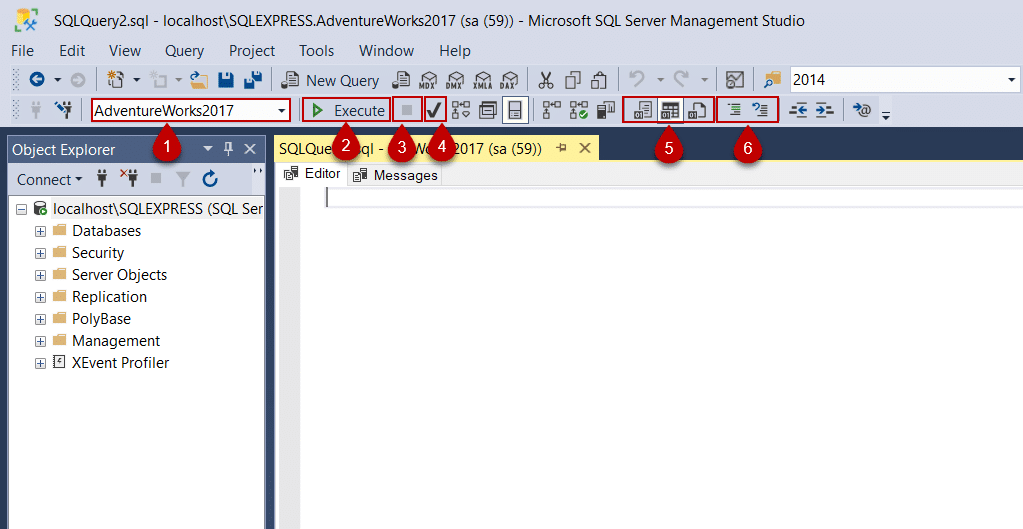 پس از فعالسازی گزینه Display results in a separate tab می توانید ابزار های ویرایشگر SQL را مشاهده کنید