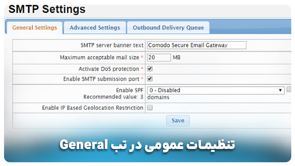 تنظیمات عمومی در تب General