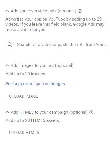 اضافه کردنتصاویر یا ویدئودر کمپین یونیورسال اپ در گوگل ادز
