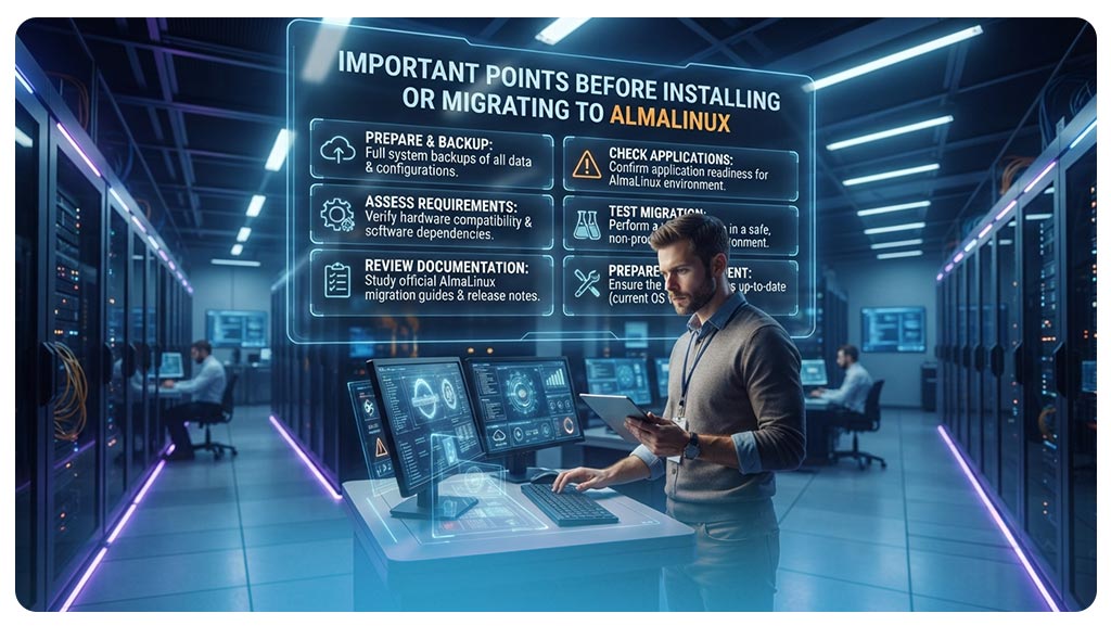 نکات مهم قبل از نصب یا مهاجرت به AlmaLinux