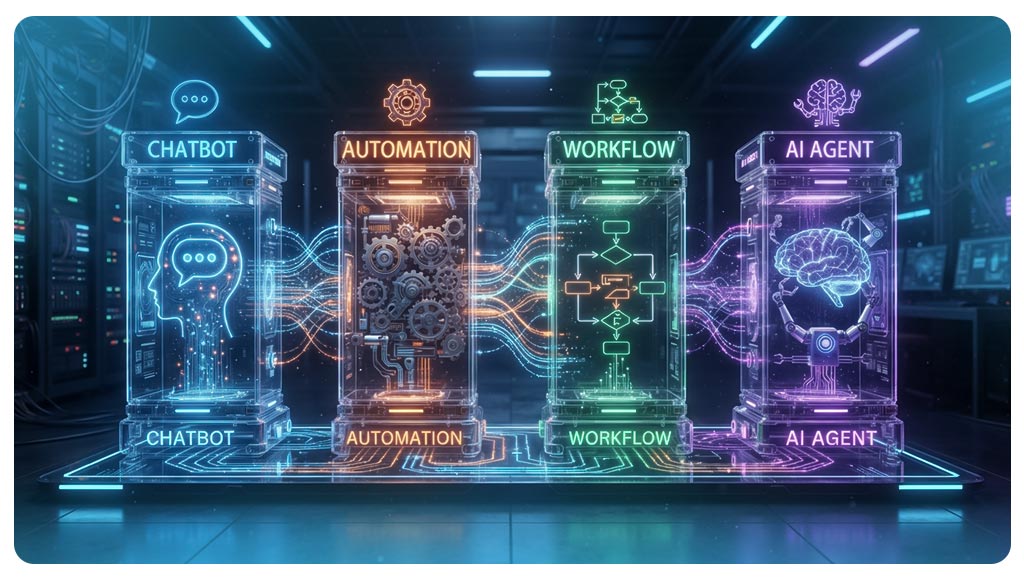 تفاوت AI Agent با Chatbot، Workflow و Automation چیست؟