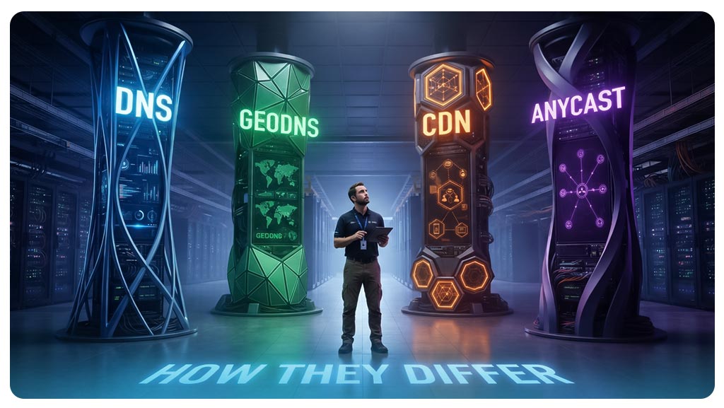 تفاوت GeoDNS با DNS معمولی، CDN، Anycast و Geo Load Balancing چیست؟