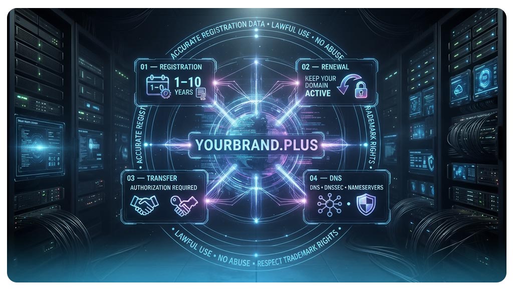 قیمت، تمدید، انتقال و قوانین دامنه .plus