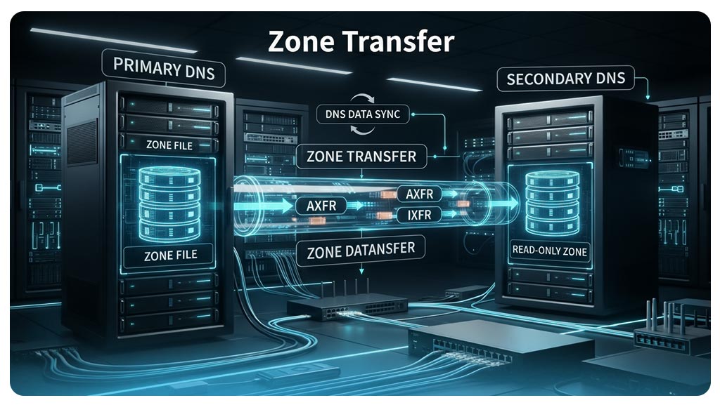 Zone Transfer چیست و همگام‌سازی Primary و Secondary چگونه انجام می‌شود؟