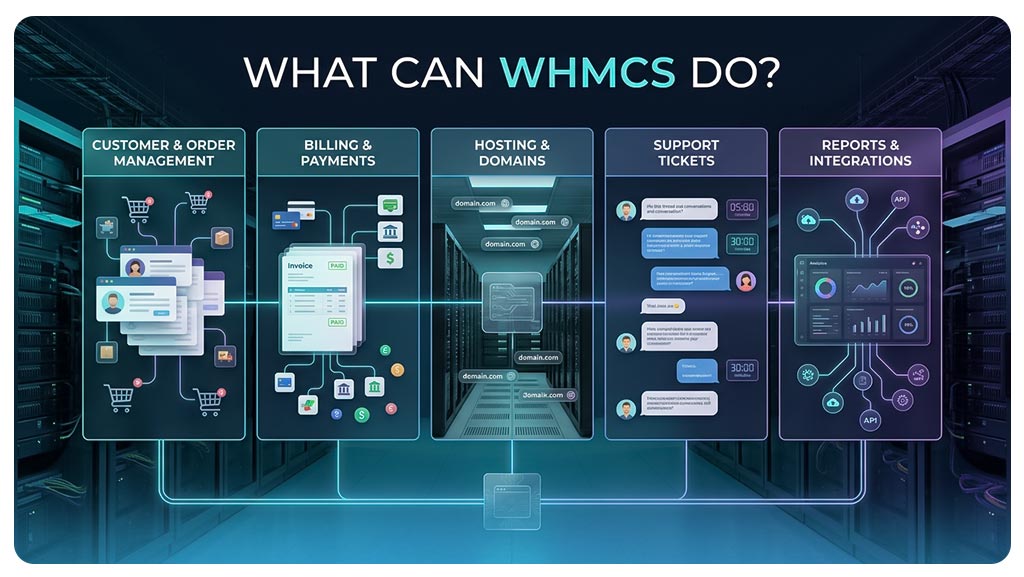 مهم‌ترین امکانات و کاربردهای WHMCS چیست؟